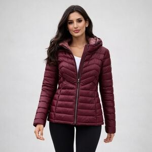 Noize Maisie Oxblood Lightweight Quilted Puffer Jacket Size M